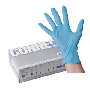 Перчатки смотровые нитрильный латекс CONNECT BLUE NITRILE, 100 пар (200 штук), нестерильные, неопудренные, размер M