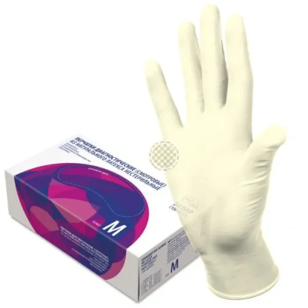 Перчатки смотровые латексные TOP GLOVE, 50 пар (100 штук), нестерильные, неопудренные, размер L