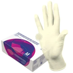 Перчатки смотровые латексные TOP GLOVE, 50 пар (100 штук), нестерильные, неопудренные, размер M